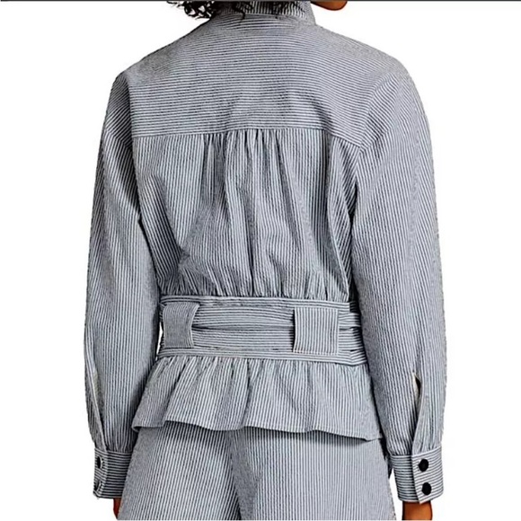 VERONICA BEARD York Striped Belted Seersucker Jacket - Picture 6 of 12
